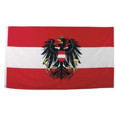 Fahne Österreich - mit Wappen 90 x 150 cm