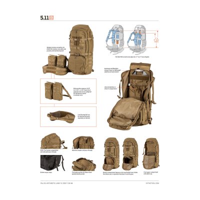 5.11 Tactical Rucksack Rush 100 Backpack 60L schwarz S/M