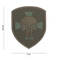 Shield Punisher Cross Patch PVC 3D braun/oliv