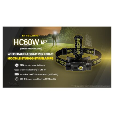 Nitecore HC60W V2 1200 Lumen Stirnlampe